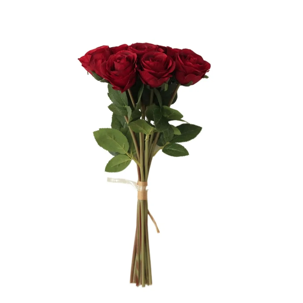 

8 Heads Artificial Rose Flower Branches Real Touch Realistic Simulation Rose Flower Handmade Fake Flowers Home Living Room Decor