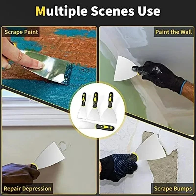 Available in 4 Sizes Paint Scraper Putty Knife Spatula Cleaning Knife Paint Tool Remove Silicone From Corners Top Paint Scraper