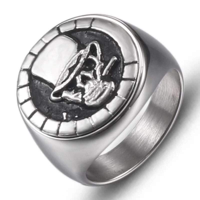 Punk Rock Stainless Steel Smoking Skeleton Skull Rings for Men Jewelry Size 8-12