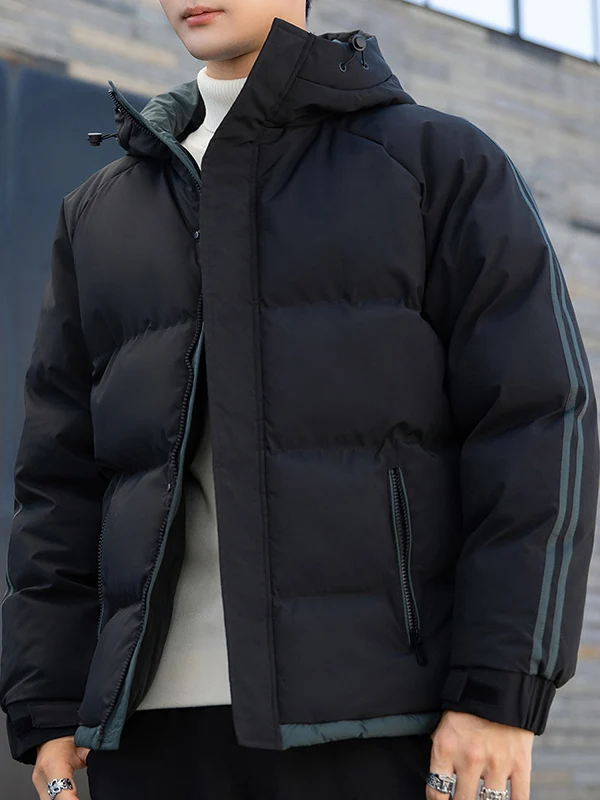 

Men's down Cotton Jaet Hooded Loose Fit Thi Warm Winter Coat Youth Faion Urban Sle Long Sve Zipper Closure Coat