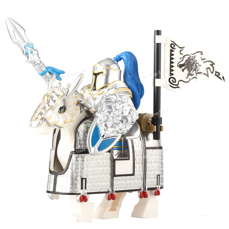 DT8902 Medioevo Arma Warcraft Strom Guard Figure Soldato Cavallo da guerra Assemblare scene Building Blocks Giocattolo educativo