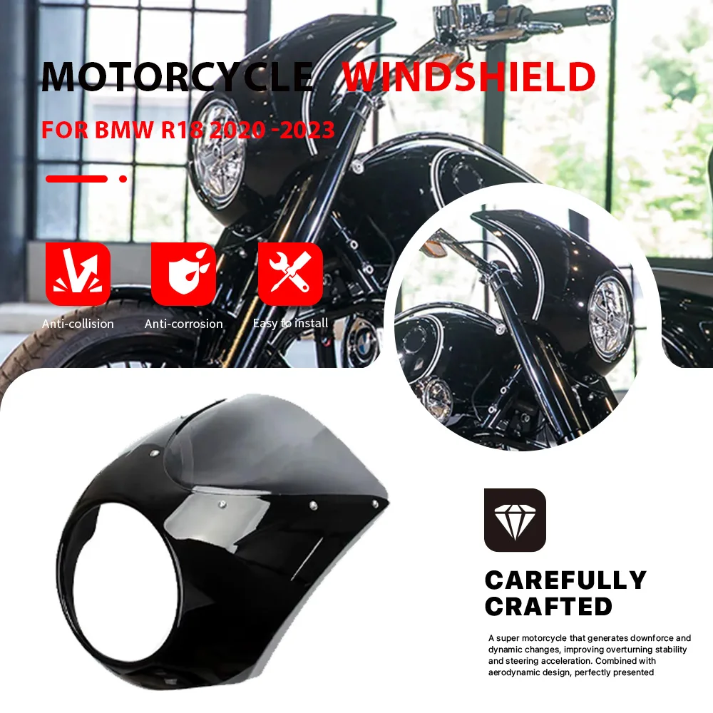 

Motorcycle Windshield Wind Windscreen Front Headlight Cover For BMW R18 2020 2021 2022 2023 ABS Plastic Headlamp Cover Fairing