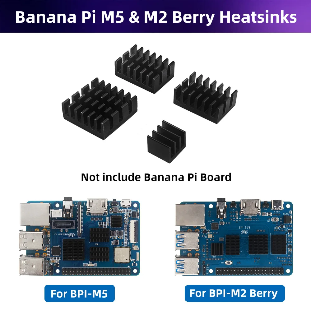 

Нагреватель банан Pi BPI-M5 & M2 Berry с пассивным охлаждением, металлический алюминиевый радиатор с самоклеящейся поверхностью