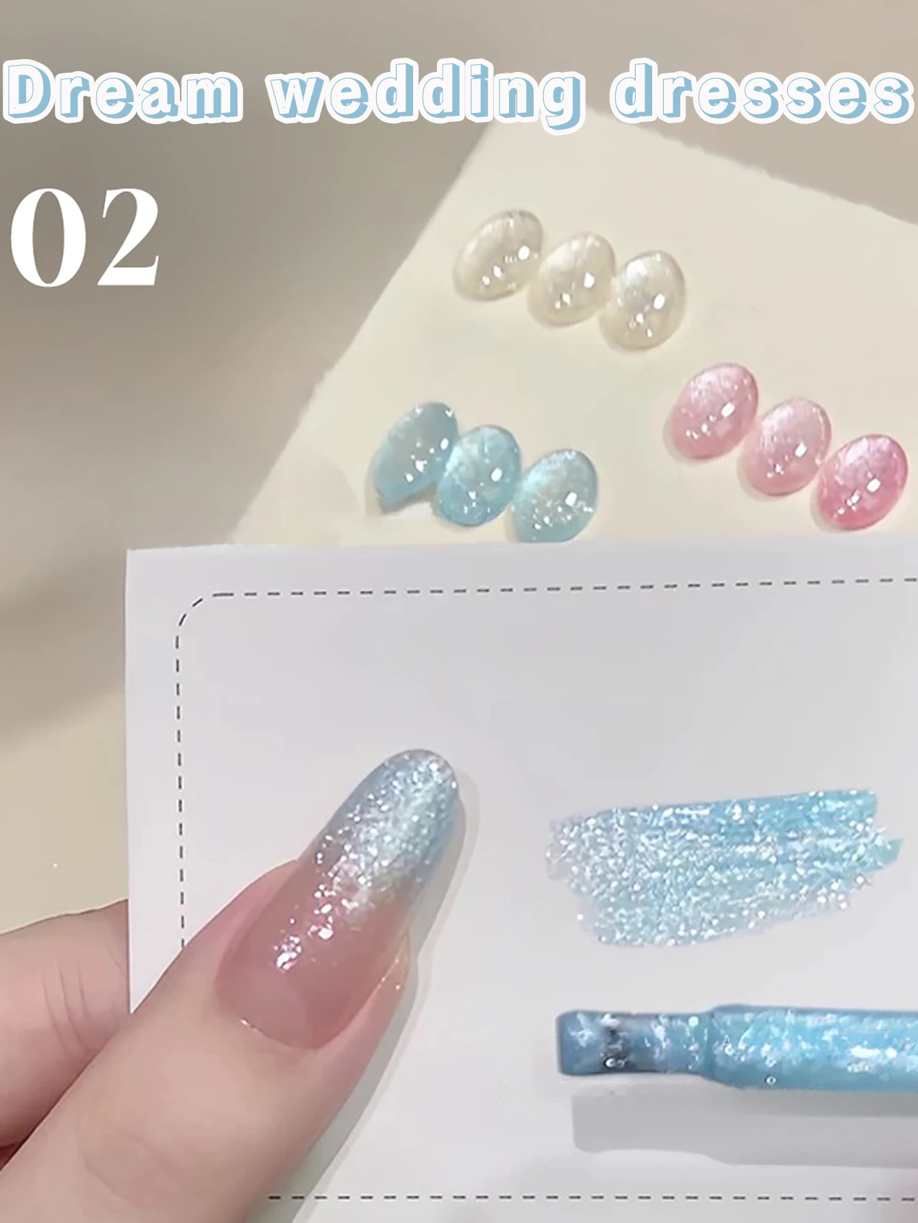 1 قطعة WS الصيف الخريف مسمار الأزرق الوردي فستان الزفاف غرامة بريق هلام طلاء الأظافر 2025 شعبية الأبيض بريق سحق الماس هلام