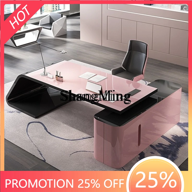 

ZYY домашний стол высокого качества, стильный и простой стол для босса, розовый стол для менеджера, креативная комбинация офисного стола и стула