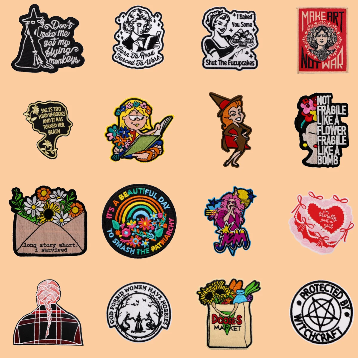 

Feminism Embroidery Patch Witches' Quotes Iron On Patches For Clothing Thermoadhesive Patches For Jackets Sew DIY Sticker