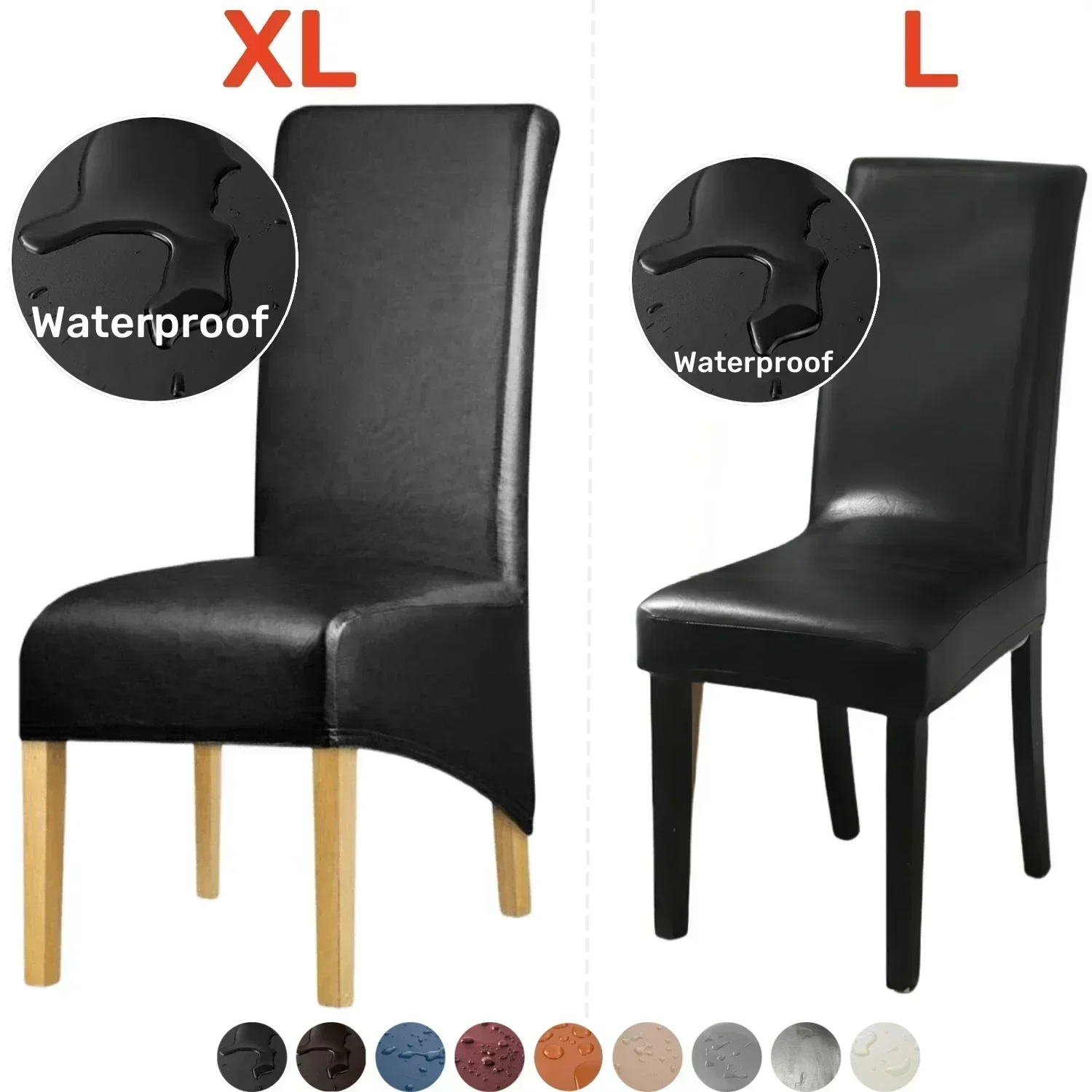 

PU Leather Chair Cover XL Size/L size Chair Protector Dining Room Waterproof Dining seat Chair Decoration Hotel Banquet wedding