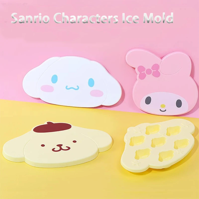 Saniro Ice Cube Cinnamoroll Melody Food Grade Silicone Ice Tray Mold Cartoon Pompompurin Ice Cube with Lid Ice Cube Ice Box