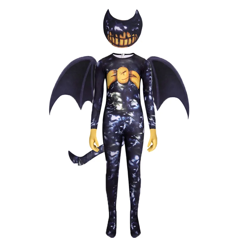 Inking Kids Halloween Costumes Anime Bendy-lover Cosplay Boys Girl Bodysuit+wing Cartoon Disfraces Carnival Party Machineing