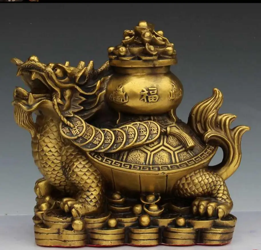 

Copper Statue New Kaiguang brass Dragon Tortoise ornaments treasure pot copper dragon head turtle assistant enterprise home off