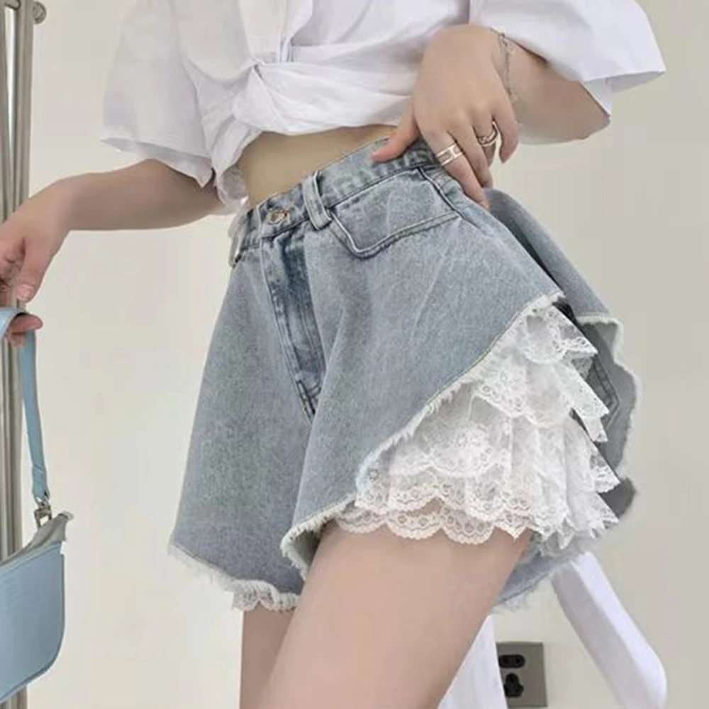 Black White Floral Lace Lolita Safety Pants Summer Shorts Sweet Loose Underpants Safety Shorts Vintage Pants Victorian Bloomers