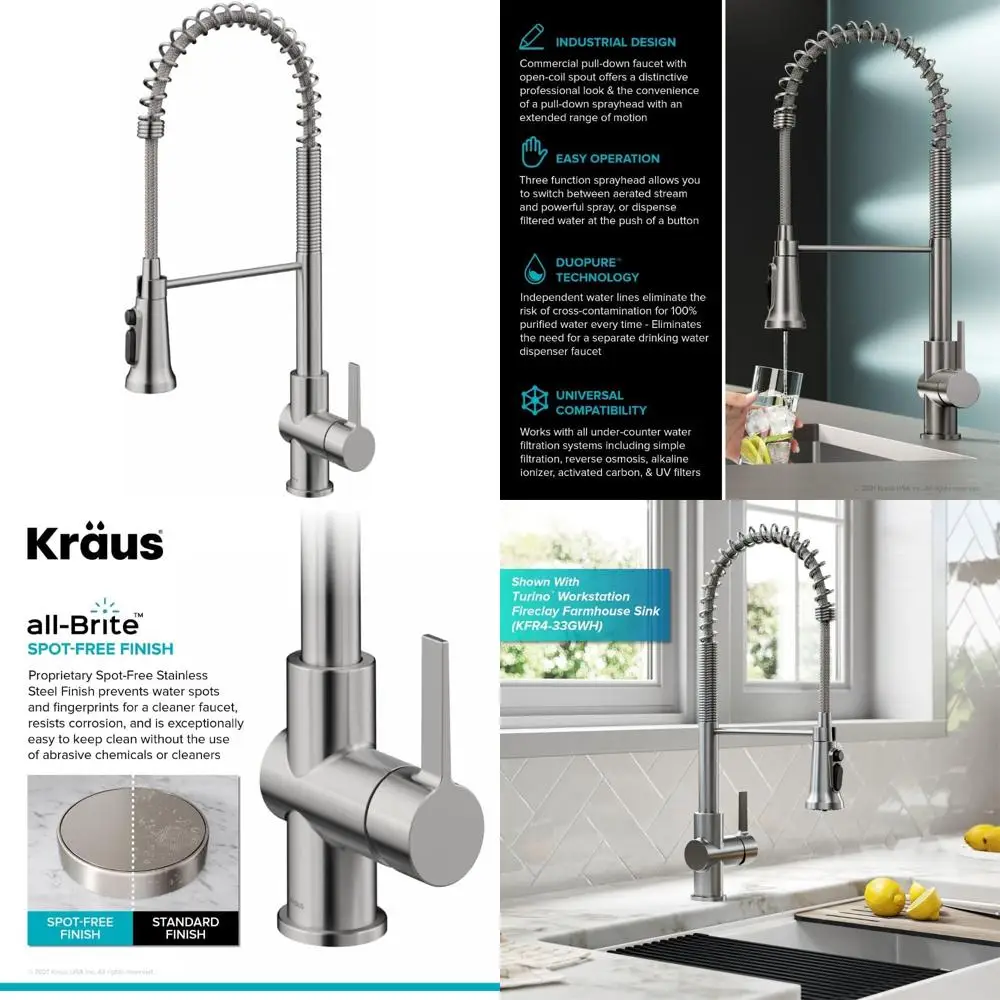 

KRAUS Britt Dual-Purpose Pull-Down Faucet for Commercial and Residential Water Filtration Systems