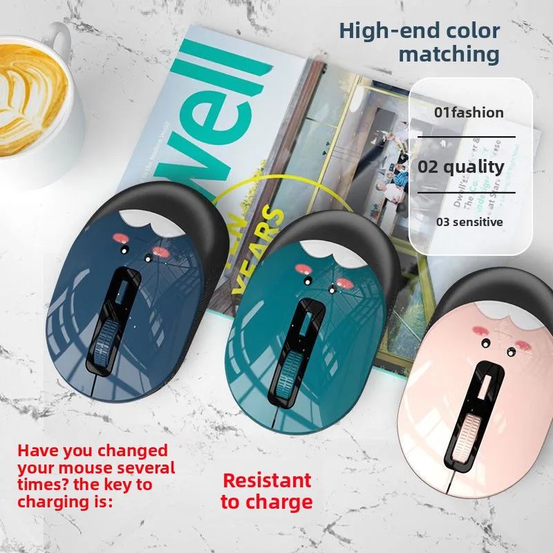 

Cute Fashion Rechargeable USB Wireless Mute Mouse Ergonomics Long Battery Life Optical Mice For PC Laptop Computer Kids Gifts