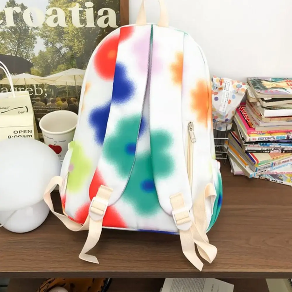 Mochila de flor de grande capacidade, estilo coreano Graffiti, bolsa de ombro com pingente, bolsa escolar floal criativa colorfu