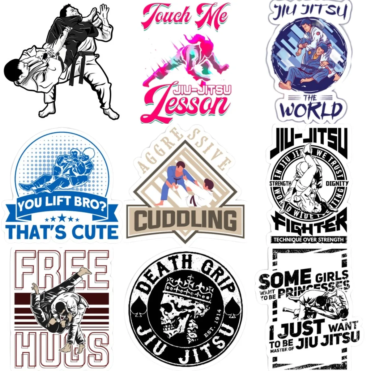 Personalized Jiu Jitsu Fighting Strangulation Stickers for Helmet Fridge Laptop Motorcycle Camper Car Wall Room Table Decal