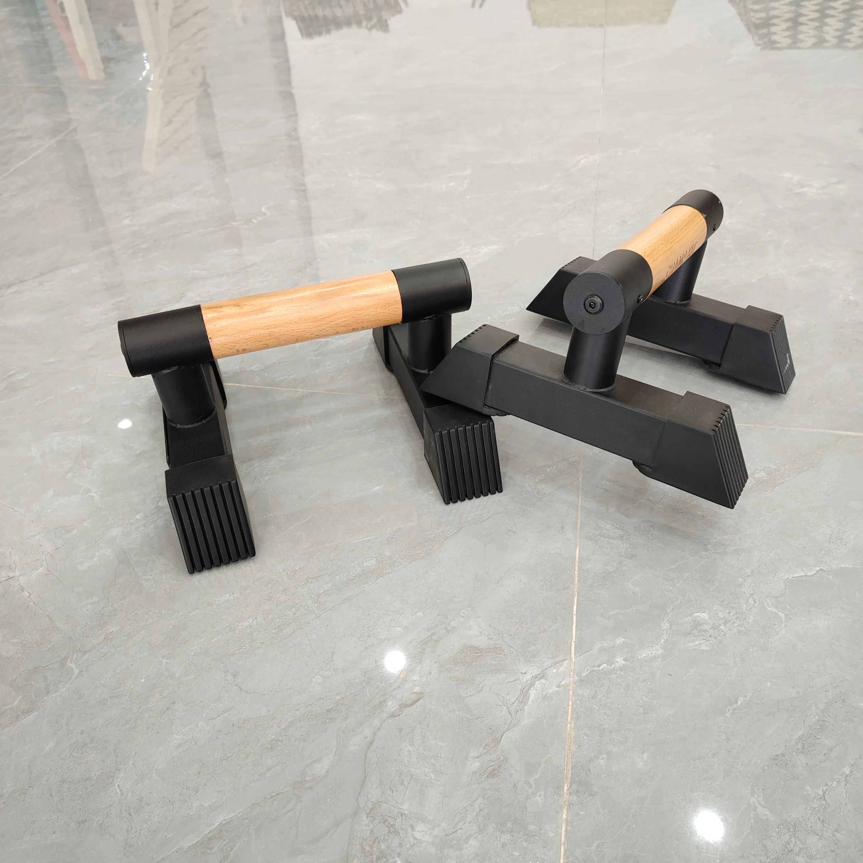 Steel Push up Bar Wooden Dip Bar  Parallettes Bars Push up Stand With Solid Wood with Sturdy Metal Bracket