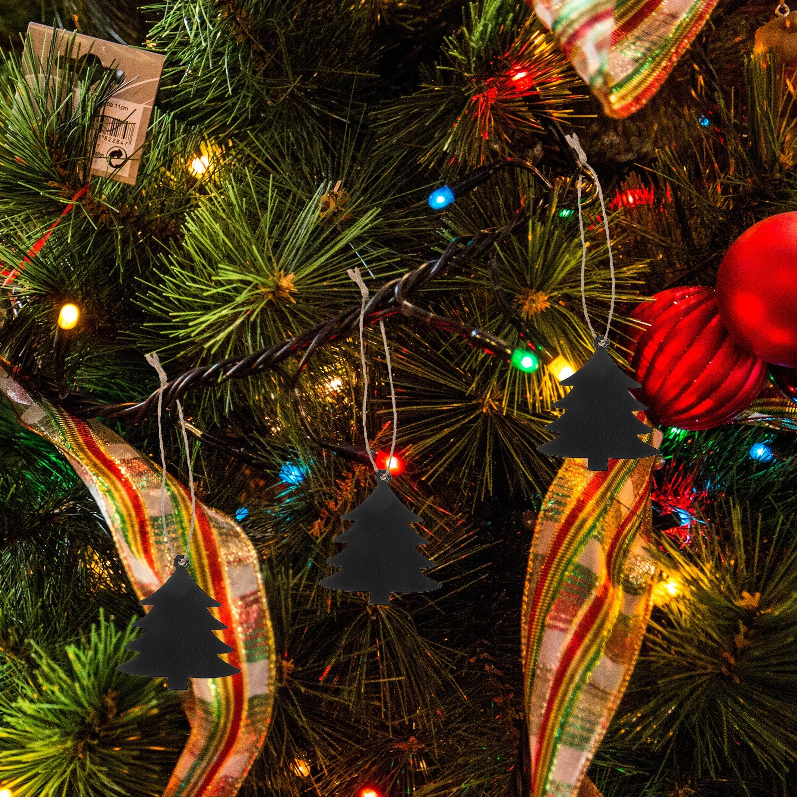 

10Pcs Christmas Mini Chalkboard Tags Double-Sided Wooden Blackboard Hanging Labels Rustic Holiday Decoration Sign