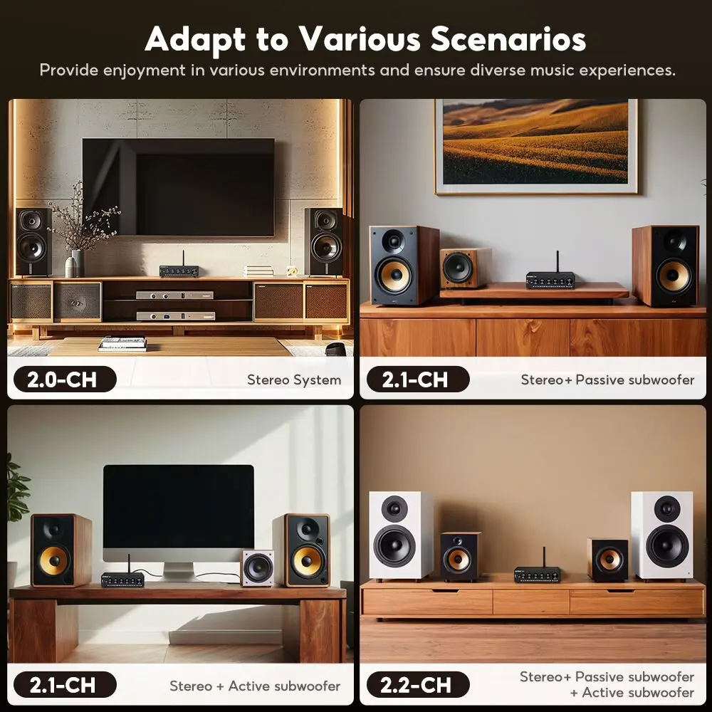 AIYIMA B07 TPA3255 Home Amplifier Bluetooth 2.1 Channel Power 300Wx2 +300W For Audio Speaker Passive Active Subwoofer AUX RCA