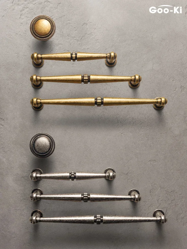 

Traditional Vintage Antique Yellow Bronze Cabinet Handles Kitchen Cupboard Pulls Drawer Knobs Kitchen door handles and knobs