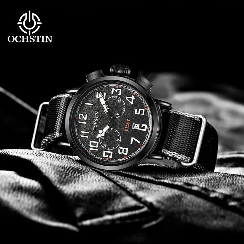 Hot models OCHSTIN 2024 sports street creative nylon series men\'s watches multifunction quartz movement men\'s quartz watches