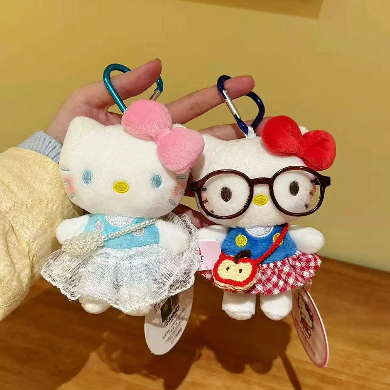 Nieuwe Cartoon Boog Kitty Pluche Sleutelhangers Leuk Katje Jurk Hoge Kwaliteit Knuffel Pop Meisje Rugzak Hanger Auto Decoratie Gift