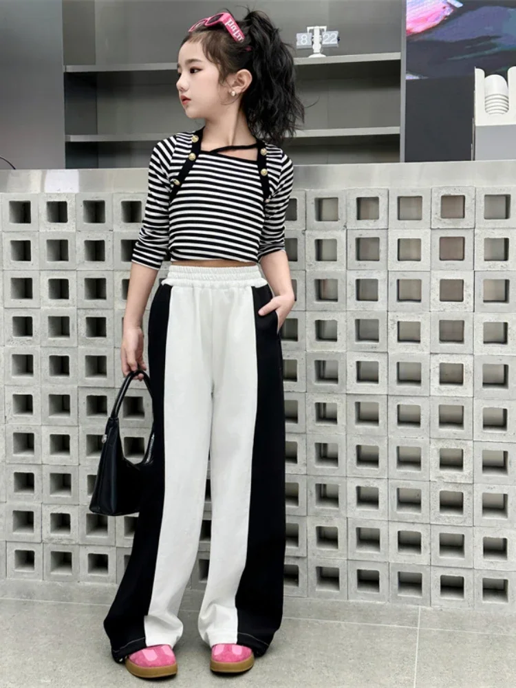 Girls 2024 New Spring and Autumn Wide Leg Pants Fashionable and Handsome Casual Guard Pants Jazz Dance Pants