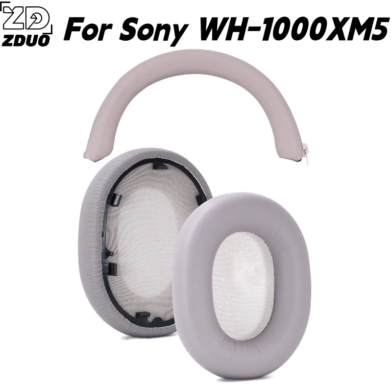 Para los auriculares SONY WH-1000XM5: almohadillas de espuma con memoria de forma y banda para la cabeza con cremallera de silicona, funda protectora, repuesto.