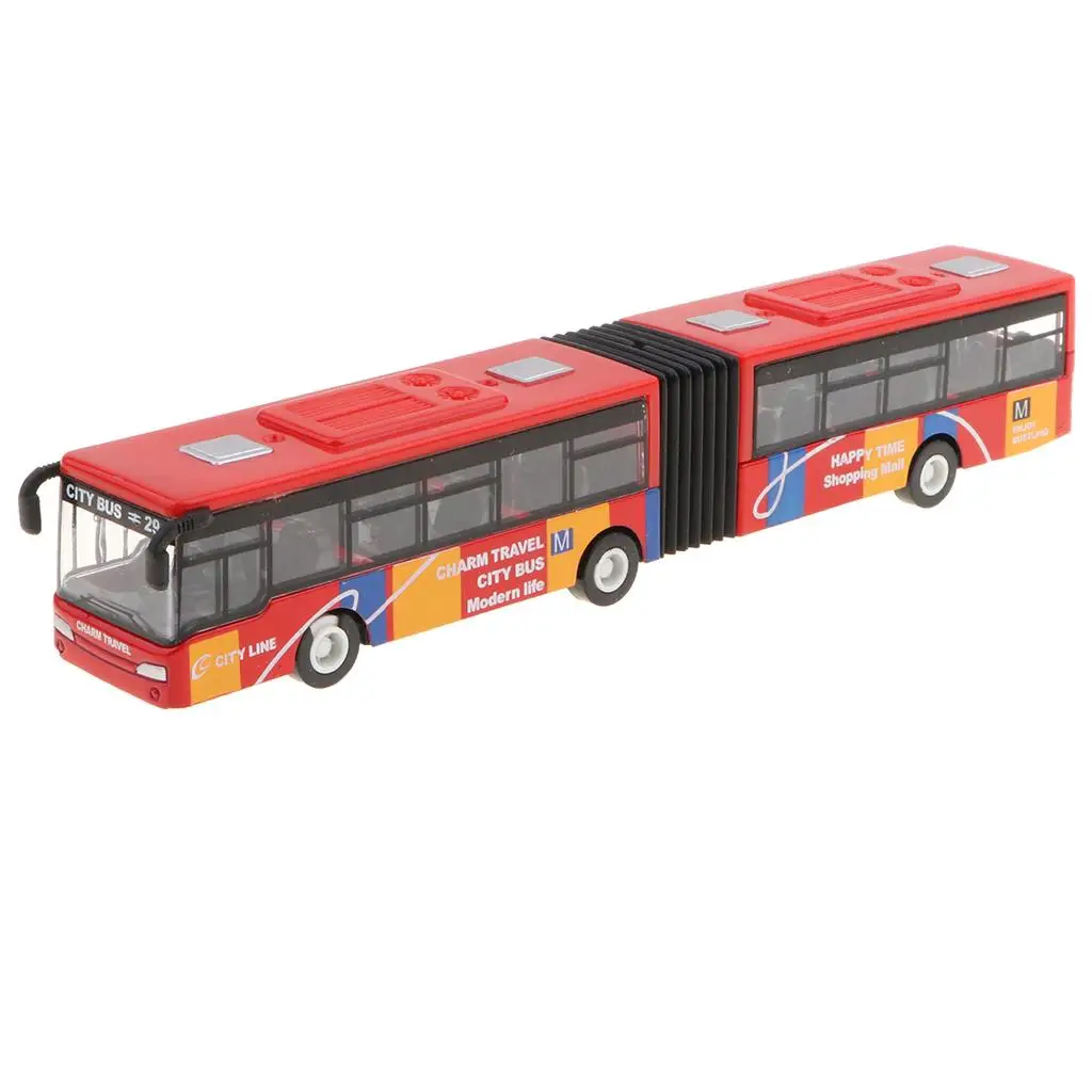 Friction Powered Pull Back and Go Car Articulated Bus for Kids Toddler Boys & Girls Aged 2 3 4 5 Year Old Birthday Gifts