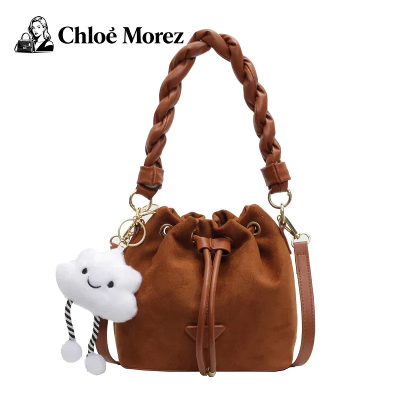 

Женская сумка, модная ретро матовая сумка на плечо, тканая сумка через плечо, сумка-ведро