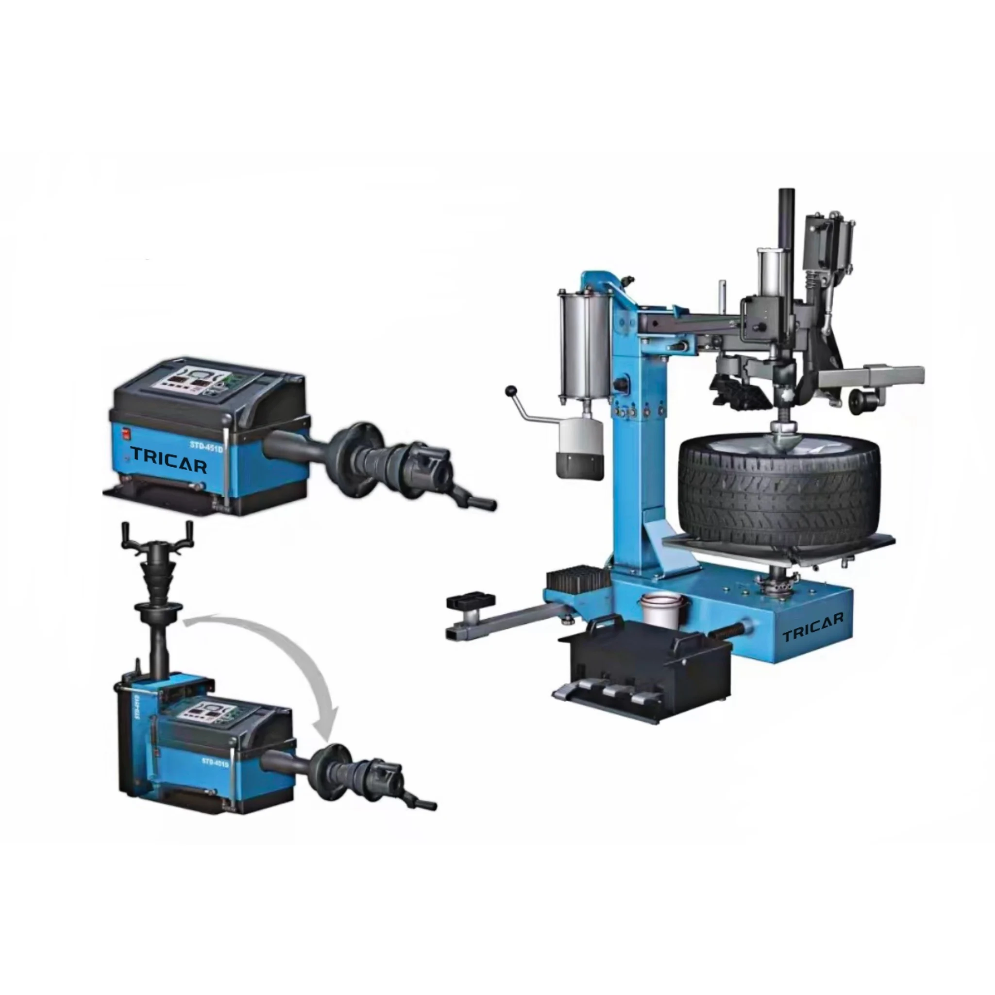 12V Pneumatic Automatic Tyre Changer 220V Mobile Road Service Tire Mounting Balance Machine Movable Tire Repair Machine