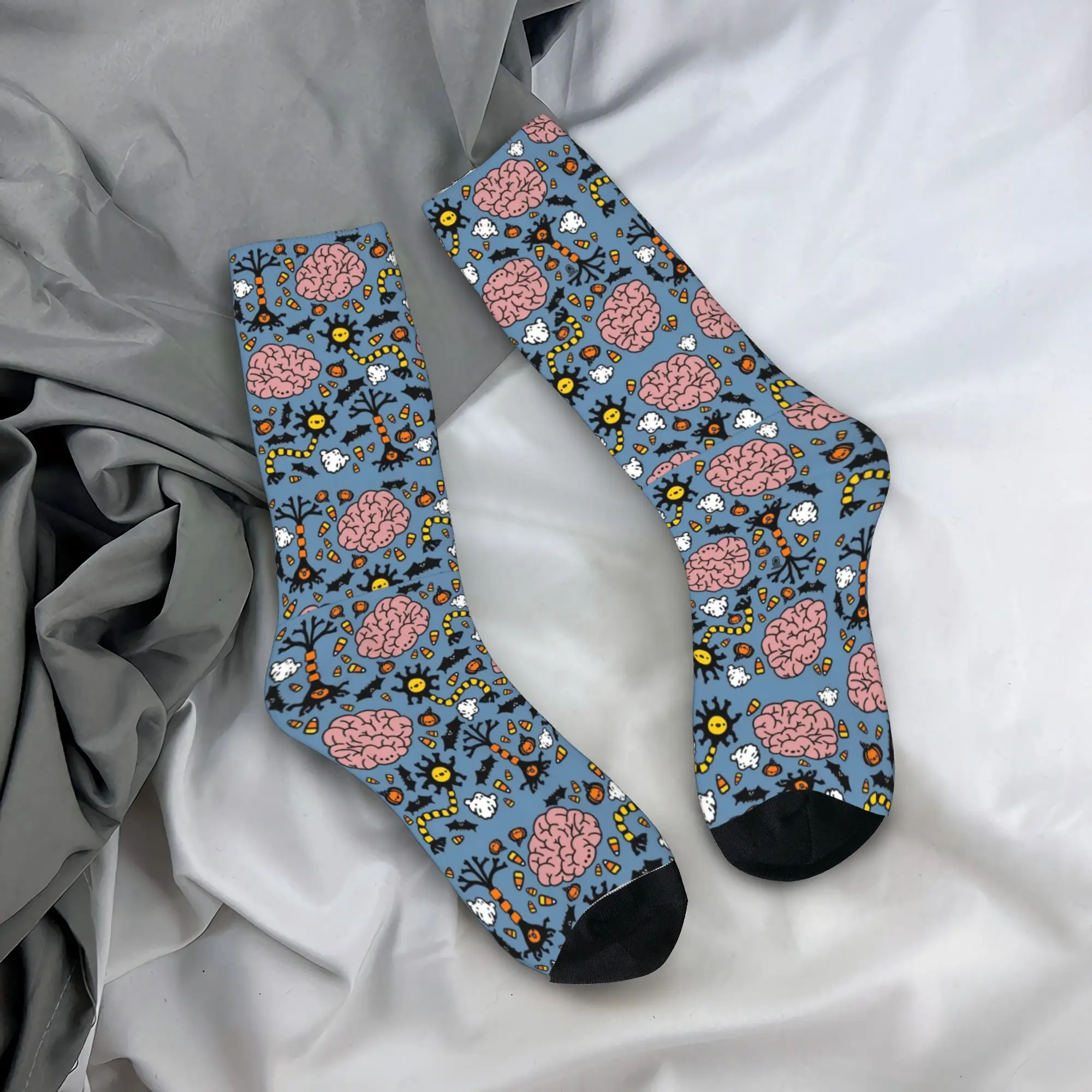 Halloween brains and neurons Socks Spring  Stockings Funny Men Comfortable Socks Custom Outdoor Sports Anti-Slip Socks