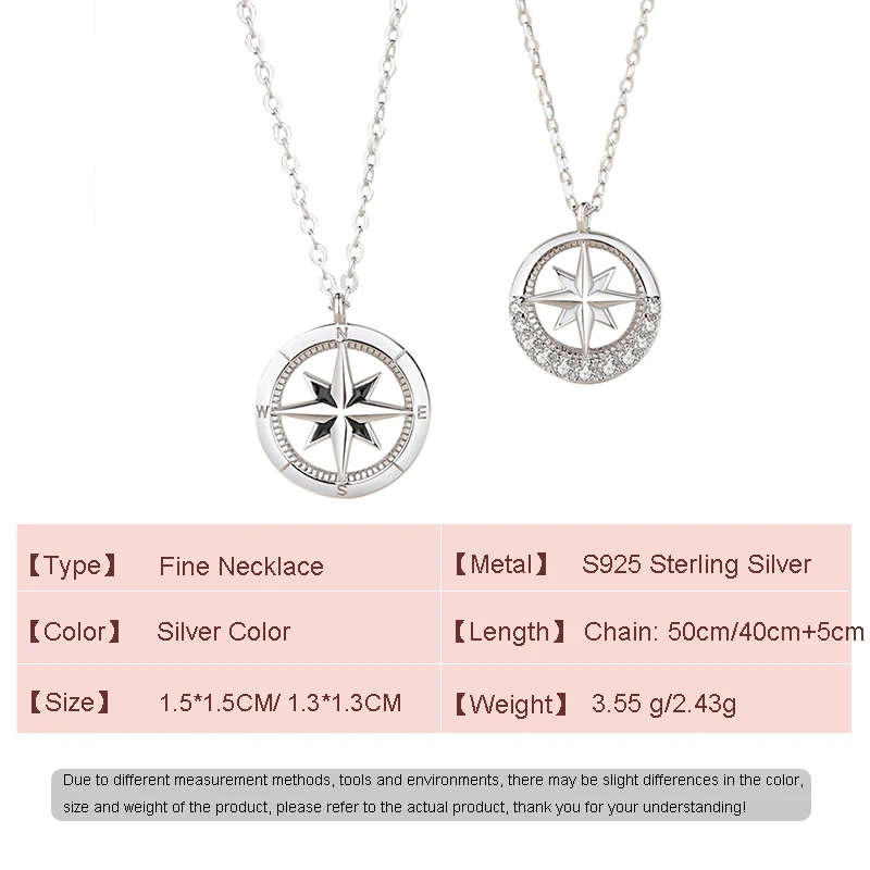 JIALY AAA CZ Star Compass S925 Sterling Silver Couple Necklace Simple Clavicle Chain For Women Birthday Jewelry Gift new