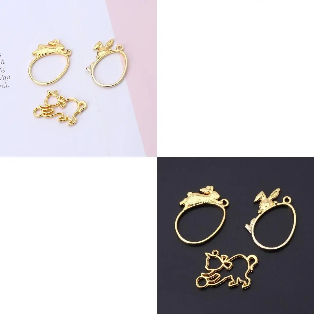 

9HJK 3 Pcs Fashion Charms Hollow Naughty Rabbit Pendant for Necklace Bracelet Making