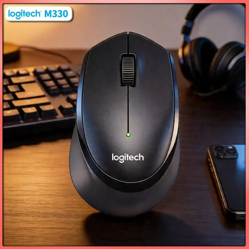 Logitech M330 Silent Plus Mouse Wireless 2.4GHz USB Receiver Fingerprint Proof for Desktop Laptop Office Hall Cart