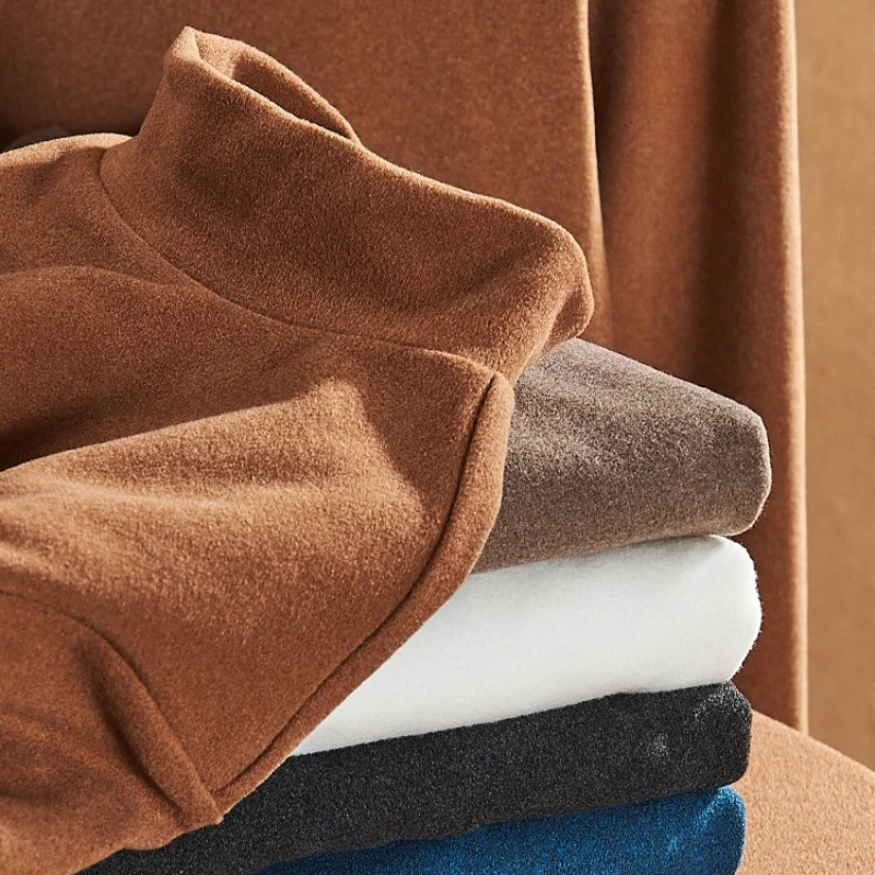 

Autumn Winter New Men's Base Layer De Velvet Mid-Neck Brushed Inner Wear Long Sleeve Thermal Short Sleeve Top Underwear T