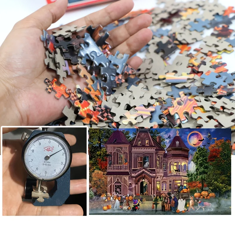500 peças quebra-cabeça de truque ou deleite de Halloween - 18x11 pol., 1,5 mm de espessura, adultos, lembranças de festa de Halloween ou presente