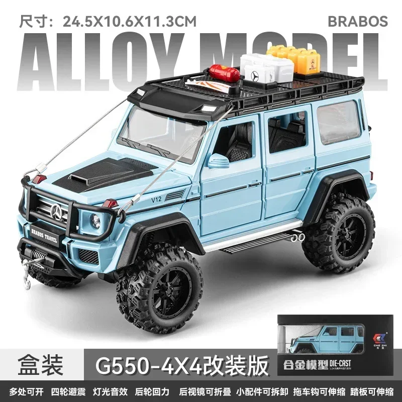 1:24 Mercedes-Benz BRABUS G550 4X4 Modified version Diecast Metal Alloy Model car Sound Light Pull Back Collection Kids Toy Gift