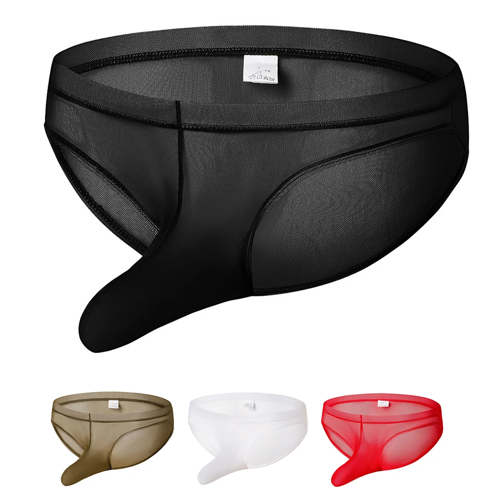 

Men Sexy Briefs Underpants Mesh Separate Man Underwear Sissy See Through Penises Bag Jock Strap Transparent
