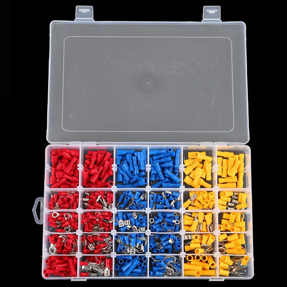

480Pcs Cold-Pressed Terminals Kit Insulated Wire Connectors Crimp Terminal Block for Automotive Electrical Equipment Tinned