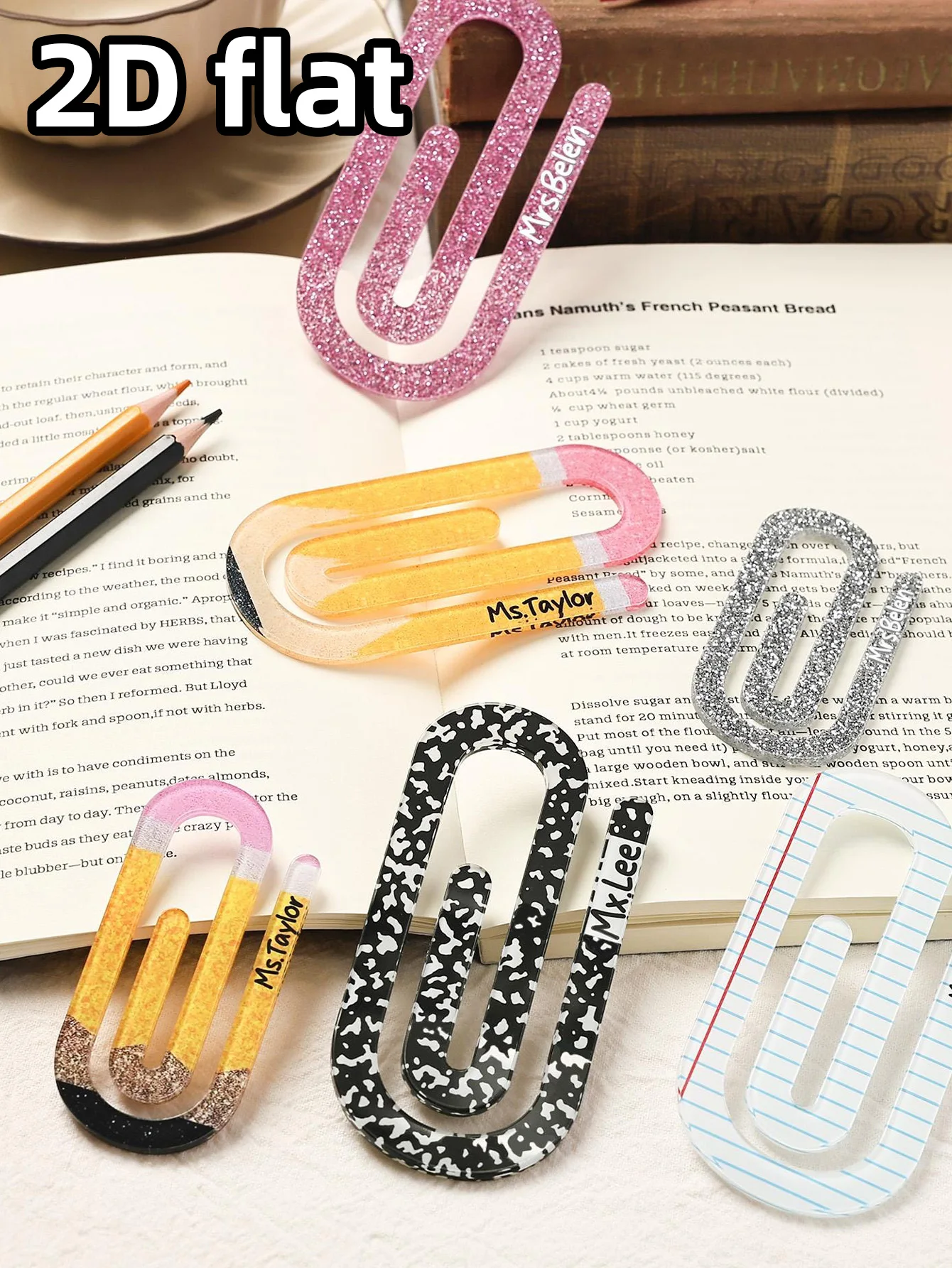 قطعة واحدة من الإشارة المرجعية المخصصة - أنماط PMMA الملونة المخصصة على شكل مشبك ورق اسم محفور بالليزر هدايا فريدة للمراهقين