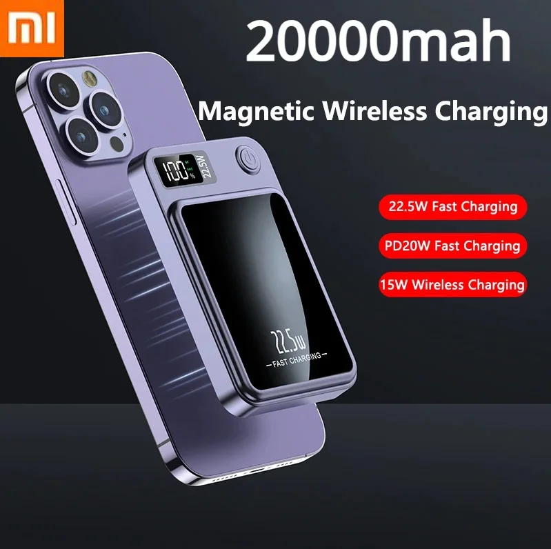 

20000mAh Magnetic Wireless Power Bank 22.5W Two-way Fast Charging For iPhone 14 Samsung Huawei Xiaomi 10000mAh Mini Powerbank