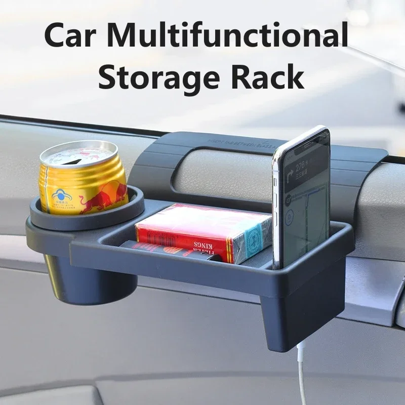 1pc Multifunctional Car Organizer Box With Cup Holder Drink Holder Side Door Window Phone Slot Hanging Storage Rack For Vehicle