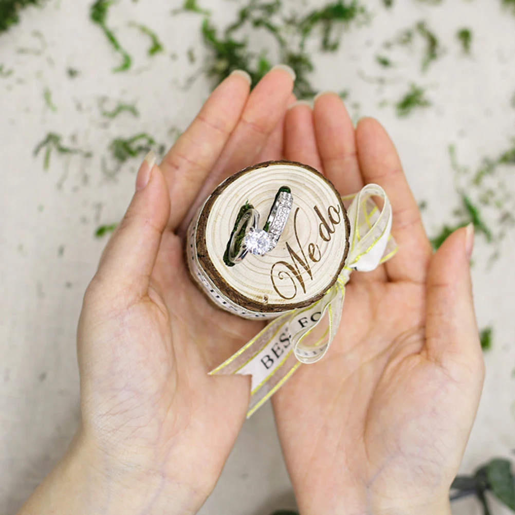

Wooden Box For Wedding Rustic Style Wood Ring Holder Vintage Ring Container Lightweight Compact Storage Case Engagement Party