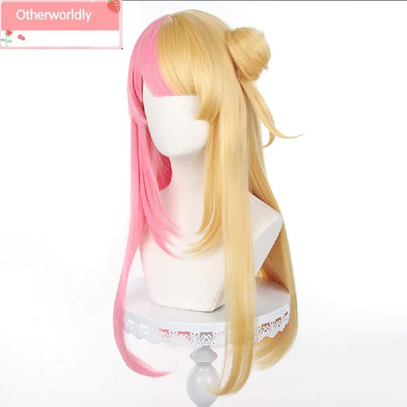 Nijisanjien Kotoka Torahime Cosplay Wig Pink and Golden Long Hair Heat Resistant Halloween Cosplay Wigs