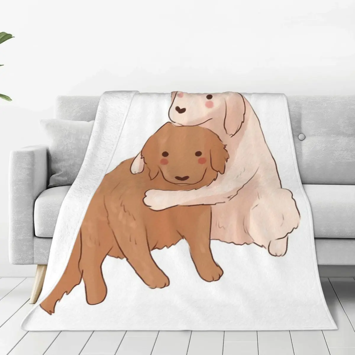 Cute Labrador And Golden Retriever Hug Blanket Fleece Super Soft Sofa Throw Blankets For Couch Bedding Throws Bedspread Quilt