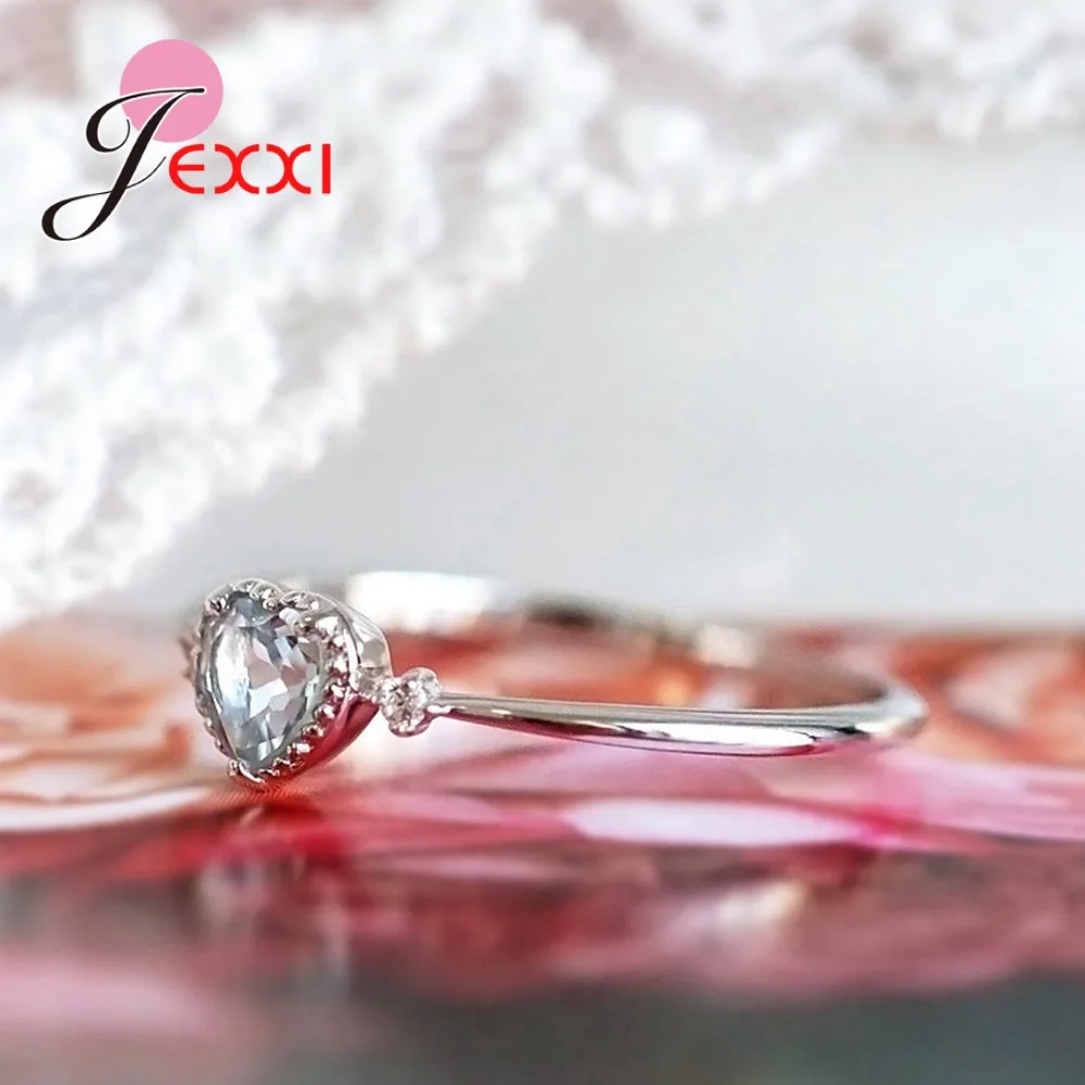 New Fashion 925 Sterling Silver Heart Shaped Wedding Rings for Woman Dropshipping Jewelry Accessory Big Promotion