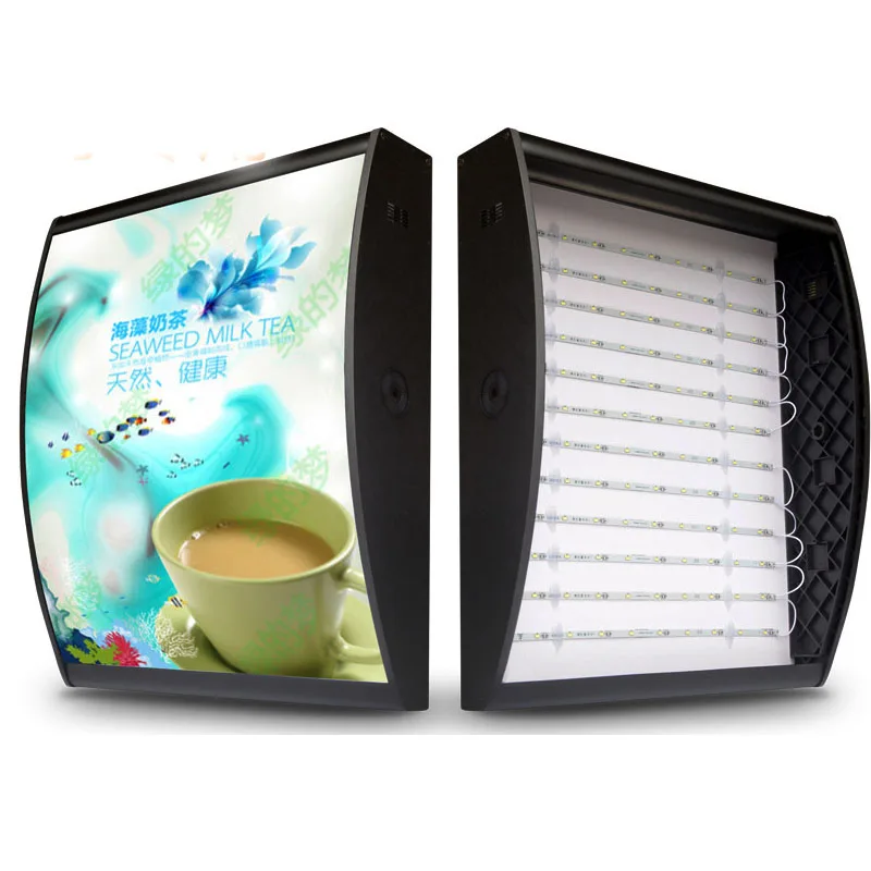 (4 Graphics/ Column) Mruiks 50x60cm Wall Mounted Led Menu Curved Light Boxes