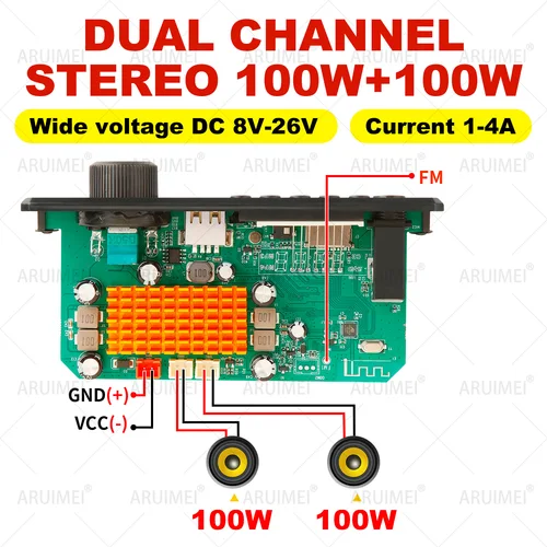 Imagen 2 del producto Bluetooth 5,1 DIY 200W amplificador MP3 placa decodificadora 12V micrófono FM Radio TF USB Audio para coche reproductor de música altavoz Control de volumen