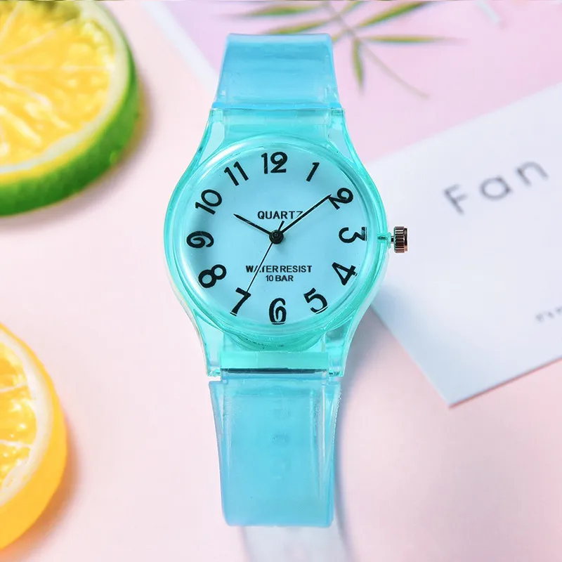 WOKAI high quality casual women silicone jelly quartz watch women lovely transparent eco-friendly candy student clock