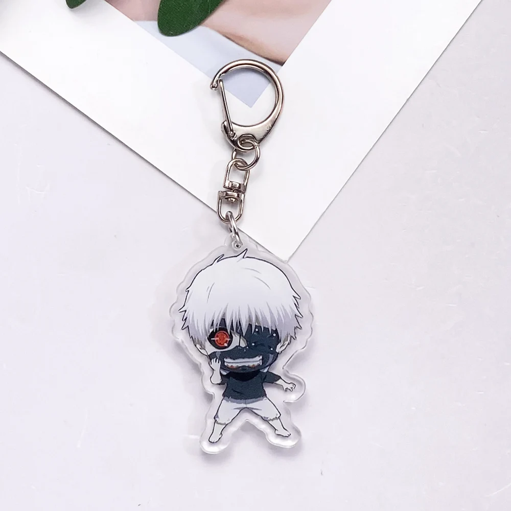 8Pcs Anime Figures Tokyo Ghoul Acrylic Car Keychain Accessories Cute Bag Charm Keys Backpack Pendant Key Ring Gifts For Friends